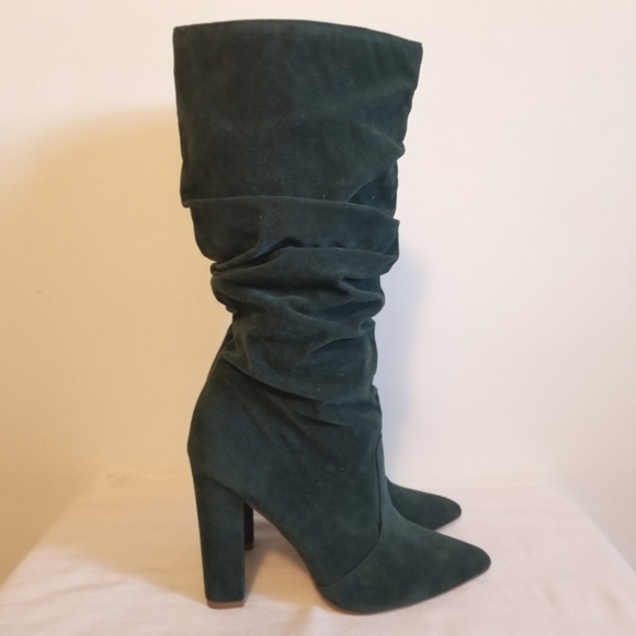 Shoe Republic LA Shoes - Green Suede Pointy Toe Slouchy Boot Size 6.5